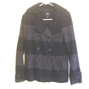 Gap blue & grey gray striped pea coat